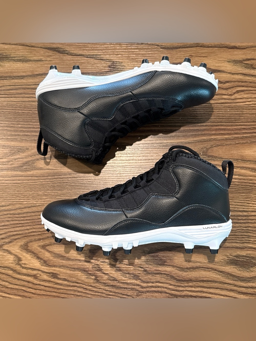 Size 10 Nike Air Jordan 10 TD Mid Football Cleats Black White CQ2073-001